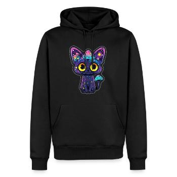 Niedliches Pilzkatzen Kunst EDM Trippy Psychedelic - Männer Premium Bio Hoodie - Schwarz - Vorne - Nico (187cm)