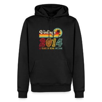 Vintage 2014 Cool Cadeau D'anniversaire 10 Ans - Sweat à capuche Premium bio Homme - noir - Devant - Nico (187cm)