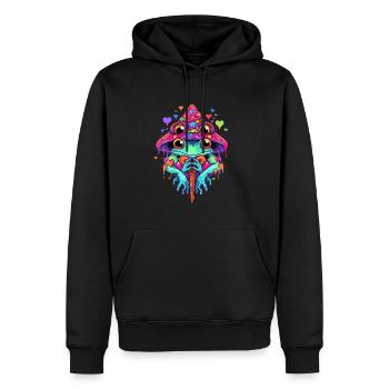 Niedlicher EDM Frosch Kunst Trippy Rave DJ - Männer Premium Bio Hoodie - Schwarz - Vorne - Nico (187cm)
