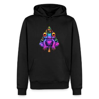 Trippy Festival Frog EDM DJ Psychedelic Rave - Männer Premium Bio Hoodie - Schwarz - Vorne - Nico (187cm)