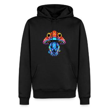 Niedlicher EDM Forest Festival Frog DJ Trippy Rave - Männer Premium Bio Hoodie - Schwarz - Vorne - Nico (187cm)