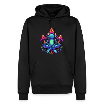 Niedlicher Meditationsfrosch EDM Festival Trippy - Männer Premium Bio Hoodie - Schwarz - Vorne - Nico (187cm)