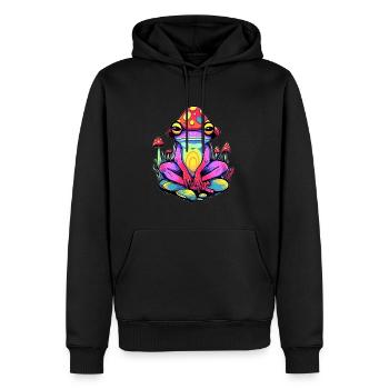 Liebhaber Elektronischer Musik Meditation Frosch - Männer Premium Bio Hoodie - Schwarz - Vorne - Nico (187cm)