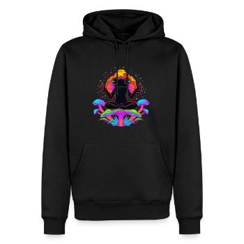 Psychedelic EDM Festival Meditation Frog Art - Men’s Premium Organic Hoodie - black - Front - Nico (187cm)