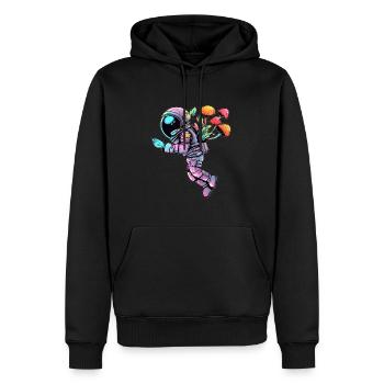Champignon Astronaute EDM Trippy Forest Rave - Sweat à capuche Premium bio Homme - noir - Devant - Nico (187cm)