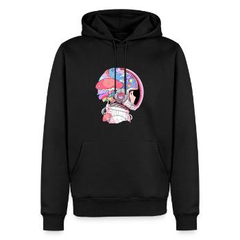 Champignon mignon Art Psychédélique Astronaute EDM Rave - Sweat à capuche Premium bio Homme - noir - Devant - Nico (187cm)