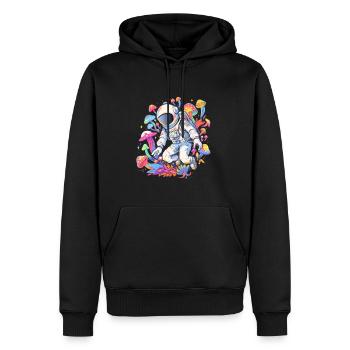Summer EDM Festival Trippy Astronaut Rave - Men’s Premium Organic Hoodie - black - Front - Nico (187cm)
