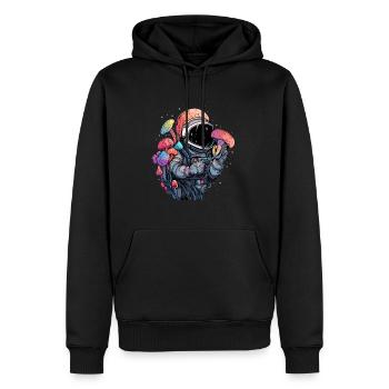 Summer Festival Psychedelic Rave Astronaut EDM DJ - Men’s Premium Organic Hoodie - black - Front - Nico (187cm)