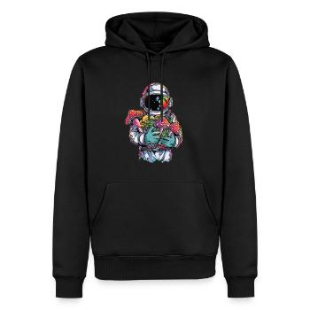 Mélomane Champignon Art Trippy Astronaute DJ Rave - Sweat à capuche Premium bio Homme - noir - Devant - Nico (187cm)