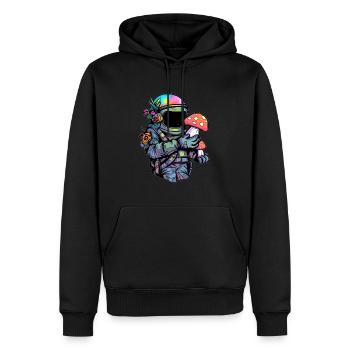 Techno Party EDM Trippy Forest Rave Astronaute DJ - Sweat à capuche Premium bio Homme - noir - Devant - Nico (187cm)
