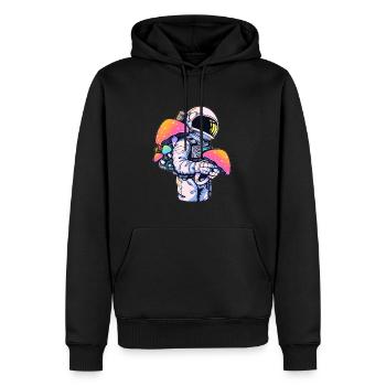 Psychedelic Summer Festival EDM Raver Astronaut - Men’s Premium Organic Hoodie - black - Front - Nico (187cm)