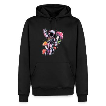 Trippy Spaceman Champignon Astronaute Art EDM Rave - Sweat à capuche Premium bio Homme - noir - Devant - Nico (187cm)