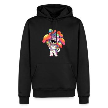 Cute Astronaut Kitty Mushroom Art EDM Party - Men’s Premium Organic Hoodie - black - Front - Nico (187cm)