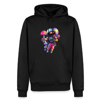 Cute Spaceman Trippy EDM Party Forest Festival - Men’s Premium Organic Hoodie - black - Front - Nico (187cm)