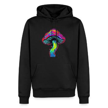 Forest Rave Mushroom EDM Party Trippy DJ - Men’s Premium Organic Hoodie - black - Front - Nico (187cm)