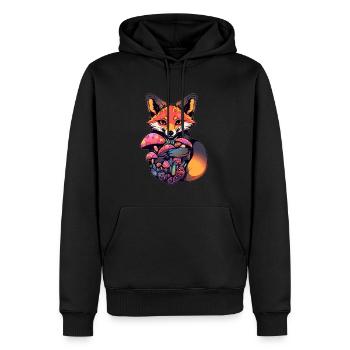 Psychedelic Fox Art Trippy EDM Festival DJ - Männer Premium Bio Hoodie - Schwarz - Vorne - Nico (187cm)