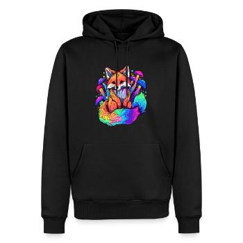 Trippy Fox Art EDM Party Psychedelic Rave - Männer Premium Bio Hoodie - Schwarz - Vorne - Nico (187cm)