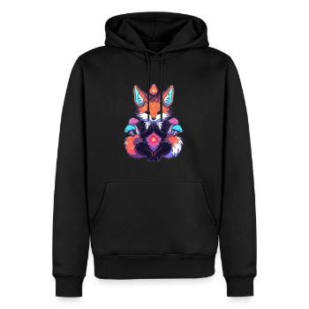 Cute Mushroom Fox Art EDM Festival Trippy Tekk - Männer Premium Bio Hoodie - Schwarz - Vorne - Nico (187cm)