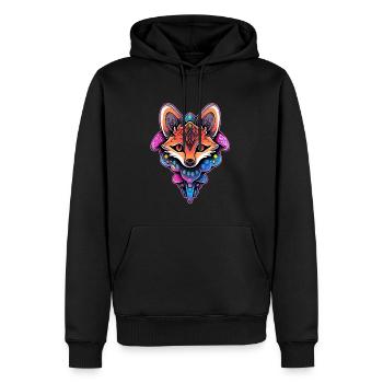 Trippy Fox Dj Psychedelic Festival Rave - Sweat à capuche Premium bio Homme - noir - Devant - Nico (187cm)