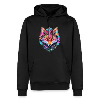 Spiritual Arty Fox Sacred Geometry Trippy Forest - Männer Premium Bio Hoodie - Schwarz - Vorne - Nico (187cm)