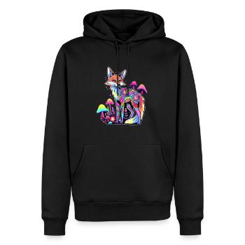 Trippy Fox Psychédélique Rave Champignon DJ - Sweat à capuche Premium bio Homme - noir - Devant - Nico (187cm)