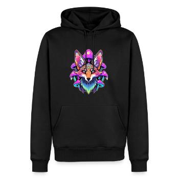 Psychedelic EDM Party Fox Trippy Forest Festival - Männer Premium Bio Hoodie - Schwarz - Vorne - Nico (187cm)