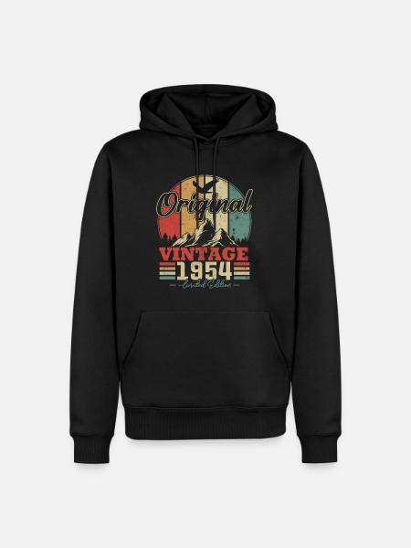 Vintage 1954 Vintage Rétro Cadeau D anniversaire - Sweat à capuche Premium bio Homme - noir