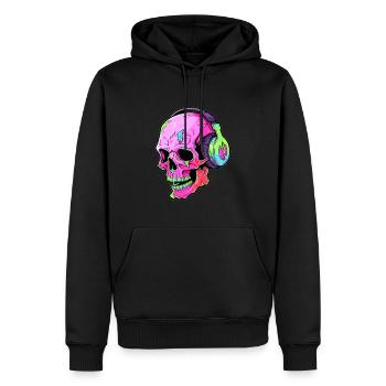 Heavy Music Lover EDM Crâne DJ Trippy Rave - Sweat à capuche Premium bio Homme - noir - Devant - Nico (187cm)