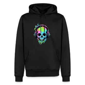 EDM Skull DJ Trippy Festival Music Lover - Men’s Premium Organic Hoodie - black - Front - Nico (187cm)