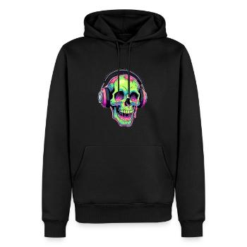 Trippy Techno Party Crâne Été EDM Rave - Sweat à capuche Premium bio Homme - noir - Devant - Nico (187cm)