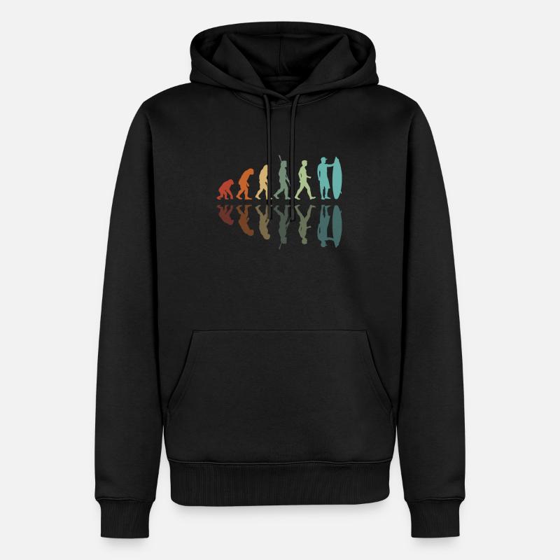 Evolution des Surfens - Männer Premium Bio Hoodie - Schwarz