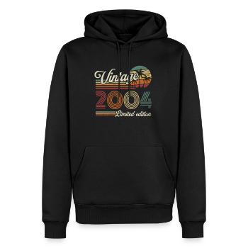 Vintage Rétro Cadeau Anniversaire pour Né en 2004 - Sweat à capuche Premium bio Homme - noir - Devant - Nico (187cm)