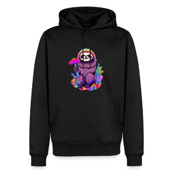 Trippy Forest Art Party Sloth Psychedelic EDM Rave - Männer Premium Bio Hoodie - Schwarz - Vorne - Nico (187cm)