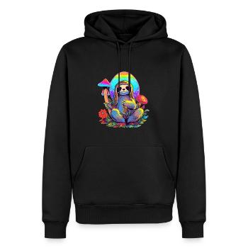 Magic Forest Trippy Sloth DJ Psychedelic Festival - Männer Premium Bio Hoodie - Schwarz - Vorne - Nico (187cm)