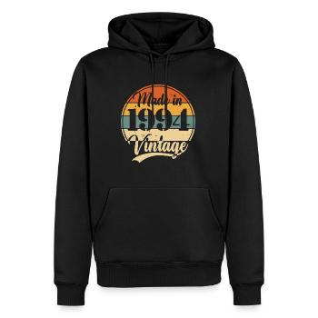 Cadeau d’anniversaire vintage 1994 30 ans - Sweat à capuche Premium bio Homme - noir - Devant - Nico (187cm)