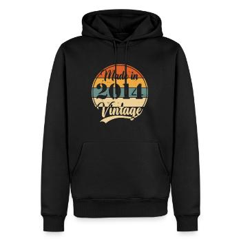 Cadeau d’anniversaire vintage 2014 10 ans - Sweat à capuche Premium bio Homme - noir - Devant - Nico (187cm)