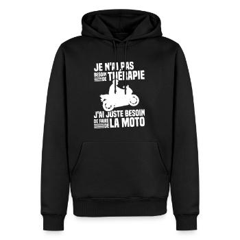Besoin de faire de la moto cadeau motard - Sweat à capuche Premium bio Homme - noir - Devant - Nico (187cm)