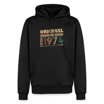 Original depuis 1974 Vintage cadeau d’anniversaire - Sweat à capuche Premium bio Homme - noir - Devant - Nico (187cm)