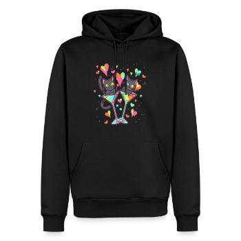 Cocktail Sweet Cat Love assorti pour la Saint-Valentin - Sweat à capuche Premium bio Homme - noir - Devant - Nico (187cm)