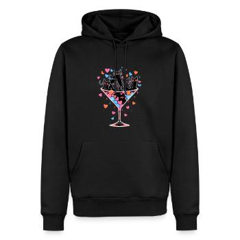Cat Lover EDM Valentine's Day Party Couple - Men’s Premium Organic Hoodie - black - Front - Nico (187cm)