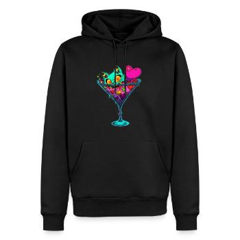 Saint-Valentin Zombie Cats Love Cocktail Matching - Sweat à capuche Premium bio Homme - noir - Devant - Nico (187cm)
