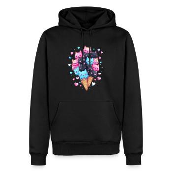 Eisliebhaber Süße Katze zum Valentinstag - Männer Premium Bio Hoodie - Schwarz - Vorne - Nico (187cm)