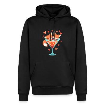 Cute Fox Cocktail Couple Valentine's Day - Men’s Premium Organic Hoodie - black - Front - Nico (187cm)