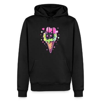 Liebes Eis Süßer Kitty Valentinstag - Männer Premium Bio Hoodie - Schwarz - Vorne - Nico (187cm)