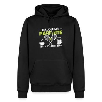 Ma Journée Parfaite Tennis - Sweat à capuche Premium bio Homme - noir - Devant - Nico (187cm)