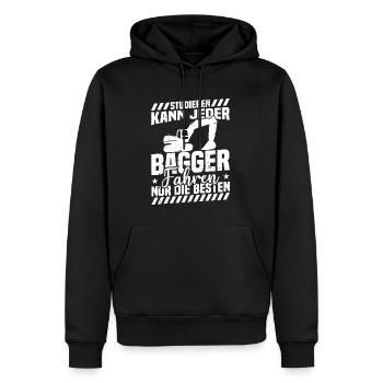 Studieren kann jeder bagger fahren nur die besten - Männer Premium Bio Hoodie - Schwarz - Vorne - Nico (187cm)