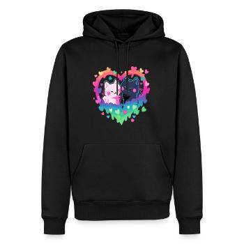 Valentinstag Herz Liebe Katze Passendes Paar - Männer Premium Bio Hoodie - Schwarz - Vorne - Nico (187cm)