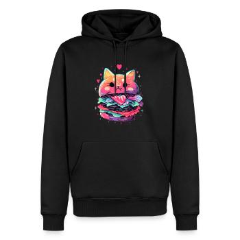 Drôle d’amateur de hamburgers sucré Saint-Valentin - Sweat à capuche Premium bio Homme - noir - Devant - Nico (187cm)