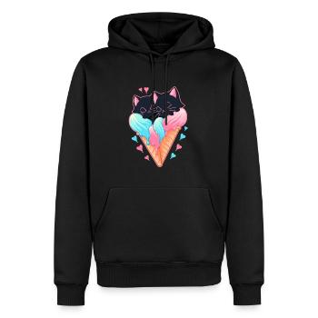 Matching Couple Ice-cream Kitties Cute Valentine's - Männer Premium Bio Hoodie - Schwarz - Vorne - Nico (187cm)