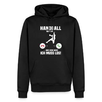 Handball ruft mich, lustiges Geschenk Handball - Männer Premium Bio Hoodie - Schwarz - Vorne - Nico (187cm)